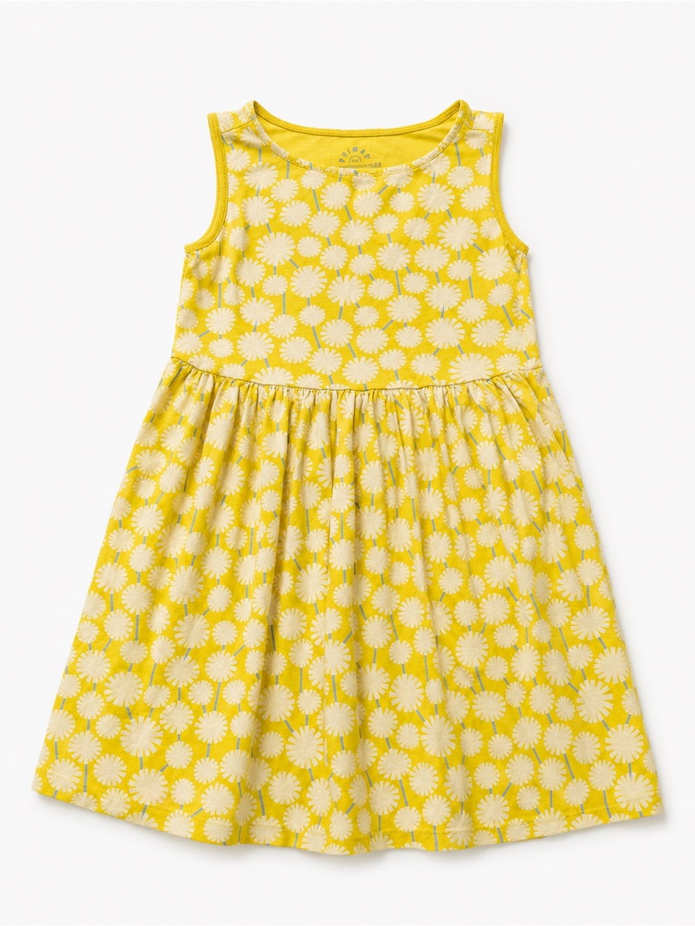 Primary Yellow Floral Tank Dress with White Blooms